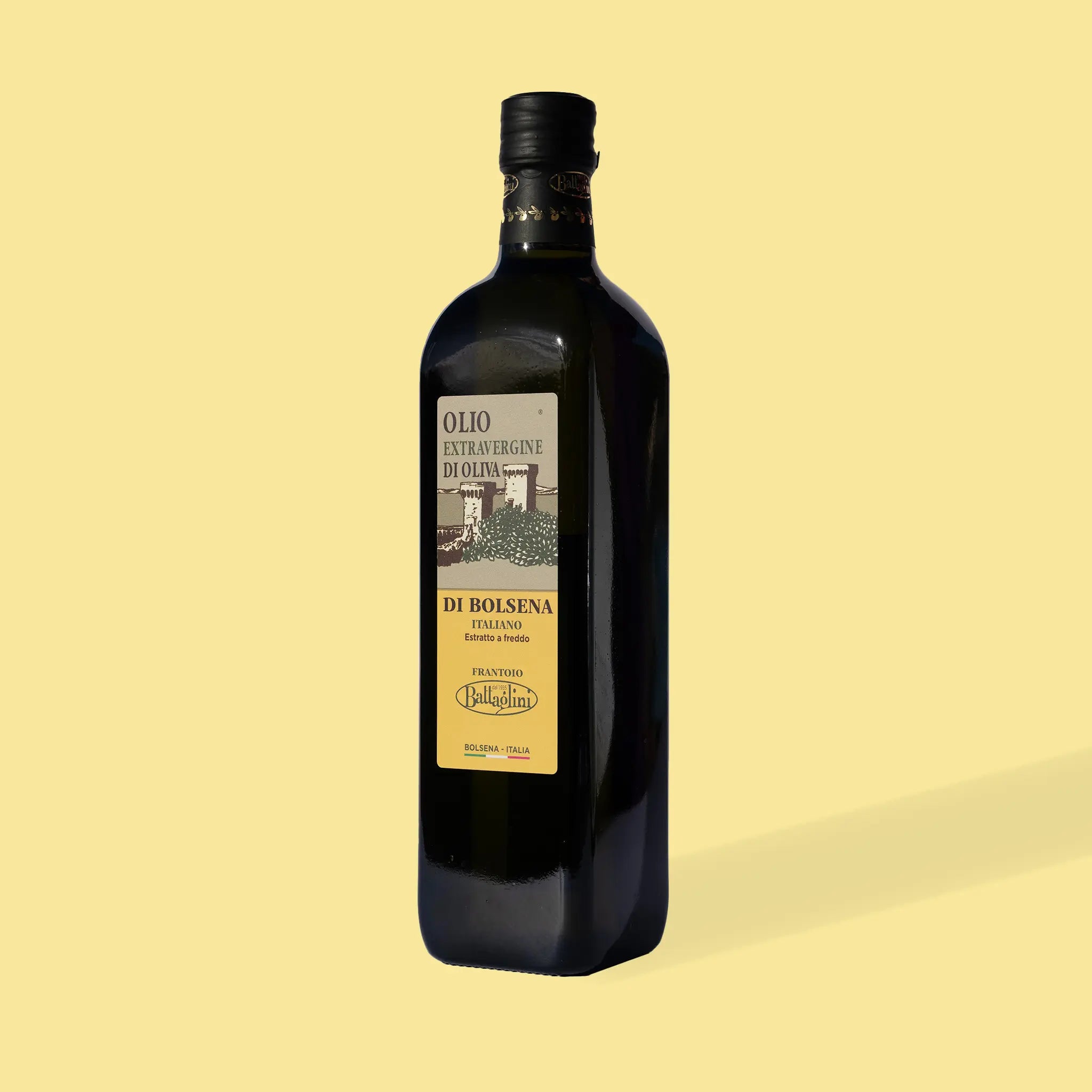 Oliwa Battaglini Bolsena extra vergine 750 ml. Łagodna, harmonijna, tłoczona z lokalnych odmian Lacjum.