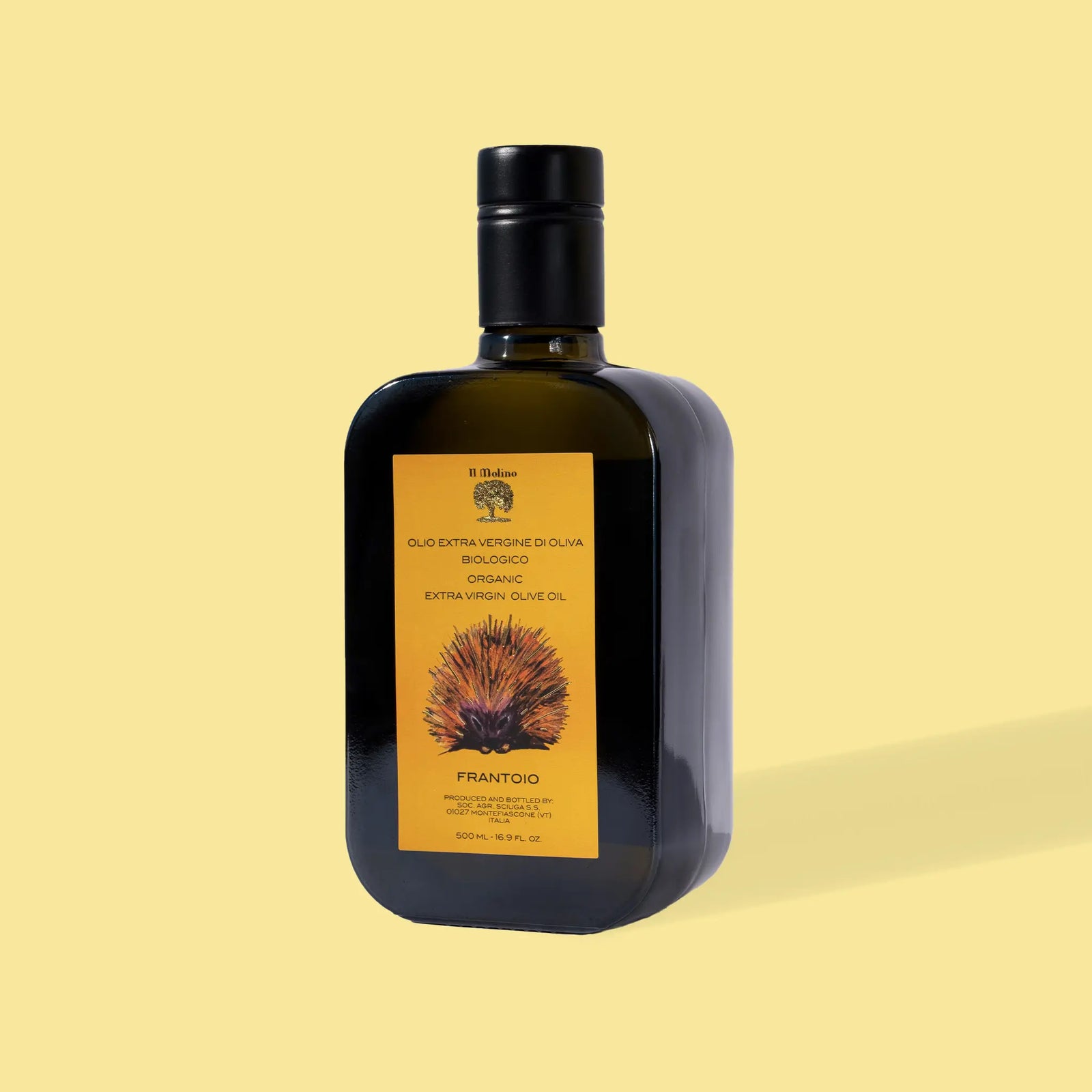 Świeża, organiczna oliwa Il Molino Frantoio Bio. Zielony aromat, wysoka zawartość polifenoli, tłoczona w Lacjum.